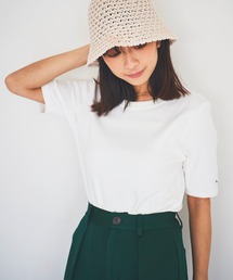 袖ロゴ刺繍リブトップス【シンプル・着回し】