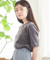 袖ロゴ刺繍リブトップス【シンプル・着回し】
