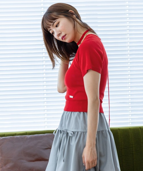 3.3 Field Trip （3.3フィールドトリップ）の「3.3 Field Trip／マフラー付きニットT（ニット/セーター・レディース・レッド/ホワイト/ネイビー・FREE）」の21枚目の写真