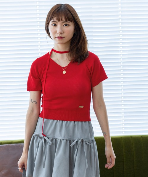 3.3 Field Trip （3.3フィールドトリップ）の「3.3 Field Trip／マフラー付きニットT（ニット/セーター・レディース・レッド/ホワイト/ネイビー・FREE）」の22枚目の写真