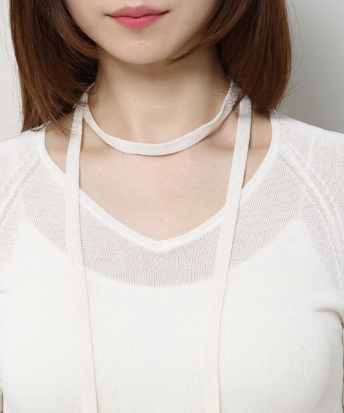 3.3 Field Trip （3.3フィールドトリップ）の「3.3 Field Trip／マフラー付きニットT（ニット/セーター・レディース・レッド/ホワイト/ネイビー・FREE）」の18枚目の写真