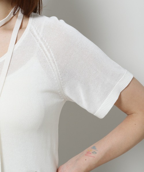 3.3 Field Trip （3.3フィールドトリップ）の「3.3 Field Trip／マフラー付きニットT（ニット/セーター・レディース・レッド/ホワイト/ネイビー・FREE）」の19枚目の写真