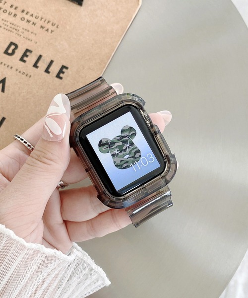 LUON(ルオン)の「LUON/ Apple Watch Band / アップルウォッチ クリアカラー 一体式 バンド(デジタル腕時計・レディース・ホワイト/ブラック/イエロー/ピンク/パープル/ブルー/オレンジ/グリーン・A/B)」の2枚目の写真