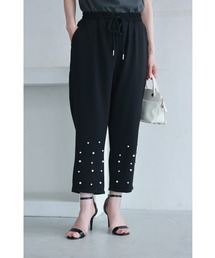 cawaii | (黒)裾に艶めくパールビジューのテーパードパンツ(その他パンツ)