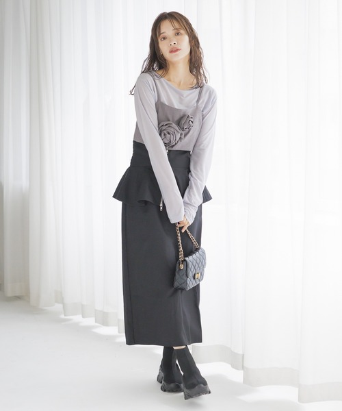 mysty woman（ミスティウーマン）の「［追加2］【スタッフプロデュース】シアークルーネックロングスリーブインナー　142904（Tシャツ/カットソー・レディース・アイボリー/ブラック/ライトグレー・FREE）」の6枚目の写真