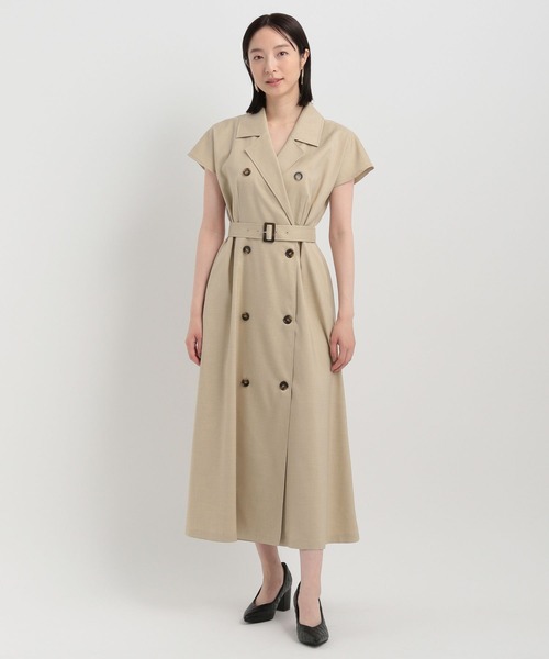 Andemiu(アンデミュウ)の「トレンチワンピースフレンチスリーブ142302(ワンピース・レディース・チャコールグレー/ベージュ/グリーン・FREE)」の7枚目の写真