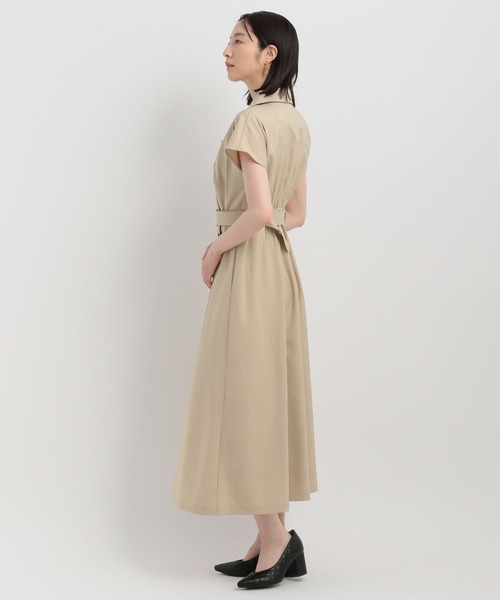 Andemiu(アンデミュウ)の「トレンチワンピースフレンチスリーブ142302(ワンピース・レディース・チャコールグレー/ベージュ/グリーン・FREE)」の8枚目の写真