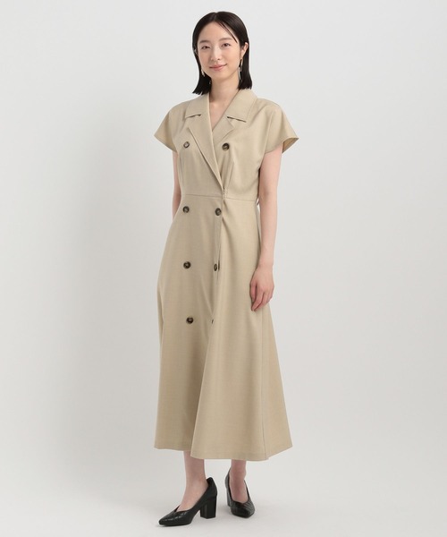 Andemiu(アンデミュウ)の「トレンチワンピースフレンチスリーブ142302(ワンピース・レディース・チャコールグレー/ベージュ/グリーン・FREE)」の10枚目の写真