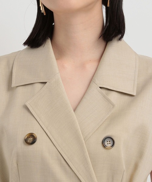 Andemiu(アンデミュウ)の「トレンチワンピースフレンチスリーブ142302(ワンピース・レディース・チャコールグレー/ベージュ/グリーン・FREE)」の13枚目の写真