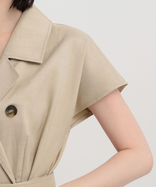 Andemiu(アンデミュウ)の「トレンチワンピースフレンチスリーブ142302(ワンピース・レディース・チャコールグレー/ベージュ/グリーン・FREE)」の14枚目の写真