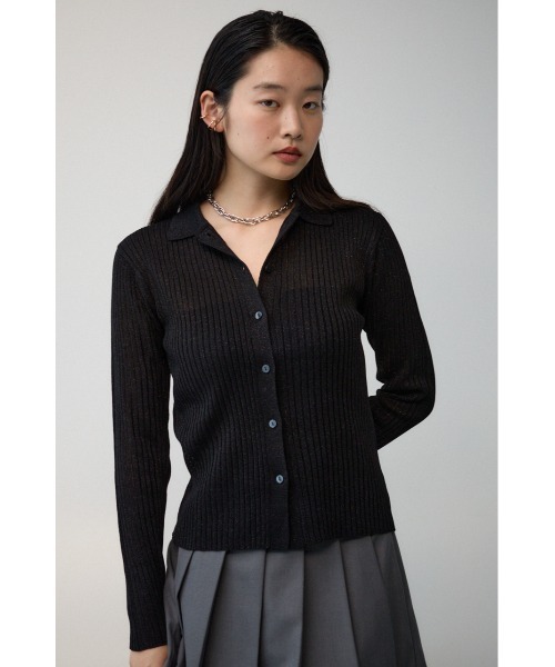 AZUL by moussy(アズールバイマウジー)の「ポロ襟ラメニット(ニット/セーター・レディース・ブラック/ライトベージュ/シルバー・FREE)」の11枚目の写真