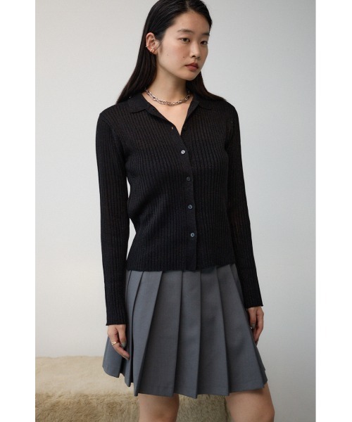 AZUL by moussy(アズールバイマウジー)の「ポロ襟ラメニット(ニット/セーター・レディース・ブラック/ライトベージュ/シルバー・FREE)」の10枚目の写真