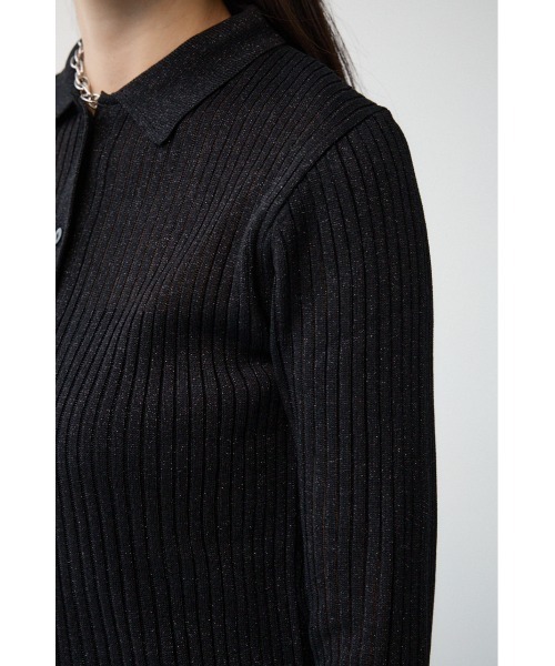 AZUL by moussy(アズールバイマウジー)の「ポロ襟ラメニット(ニット/セーター・レディース・ブラック/ライトベージュ/シルバー・FREE)」の5枚目の写真