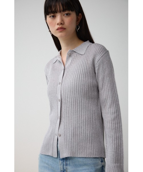 AZUL by moussy(アズールバイマウジー)の「ポロ襟ラメニット(ニット/セーター・レディース・ブラック/ライトベージュ/シルバー・FREE)」の22枚目の写真