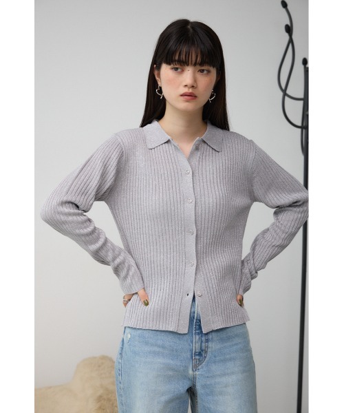 AZUL by moussy(アズールバイマウジー)の「ポロ襟ラメニット(ニット/セーター・レディース・ブラック/ライトベージュ/シルバー・FREE)」の21枚目の写真