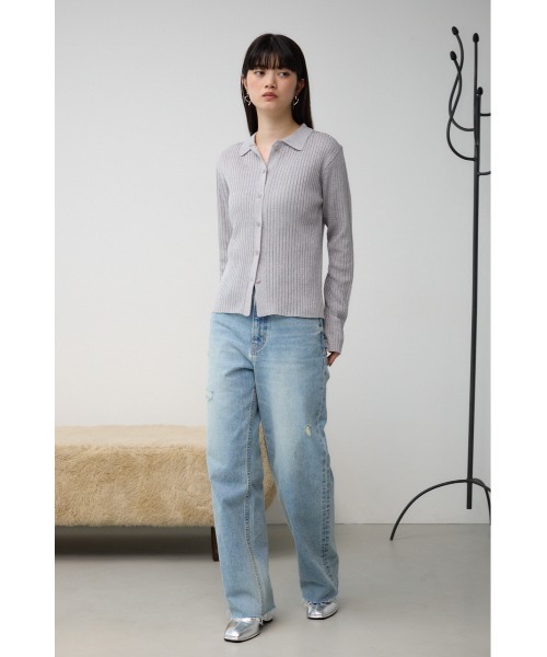 AZUL by moussy(アズールバイマウジー)の「ポロ襟ラメニット(ニット/セーター・レディース・ブラック/ライトベージュ/シルバー・FREE)」の20枚目の写真