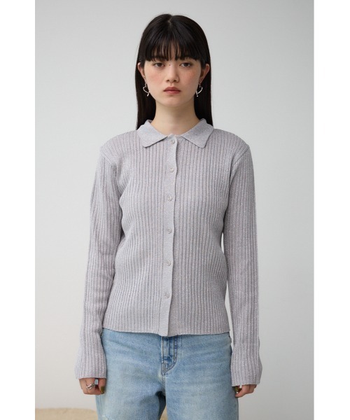 AZUL by moussy(アズールバイマウジー)の「ポロ襟ラメニット(ニット/セーター・レディース・ブラック/ライトベージュ/シルバー・FREE)」の19枚目の写真