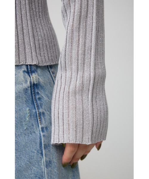 AZUL by moussy(アズールバイマウジー)の「ポロ襟ラメニット(ニット/セーター・レディース・ブラック/ライトベージュ/シルバー・FREE)」の14枚目の写真