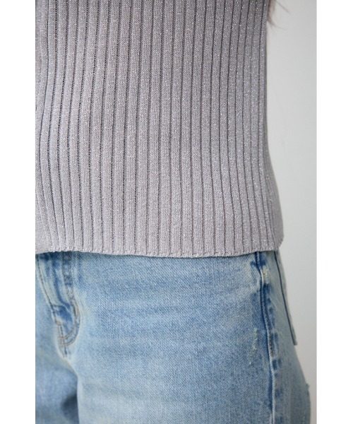 AZUL by moussy(アズールバイマウジー)の「ポロ襟ラメニット(ニット/セーター・レディース・ブラック/ライトベージュ/シルバー・FREE)」の13枚目の写真