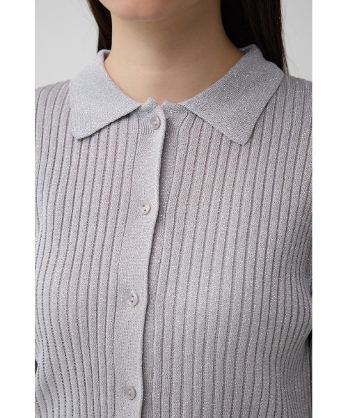 AZUL by moussy(アズールバイマウジー)の「ポロ襟ラメニット(ニット/セーター・レディース・ブラック/ライトベージュ/シルバー・FREE)」の16枚目の写真