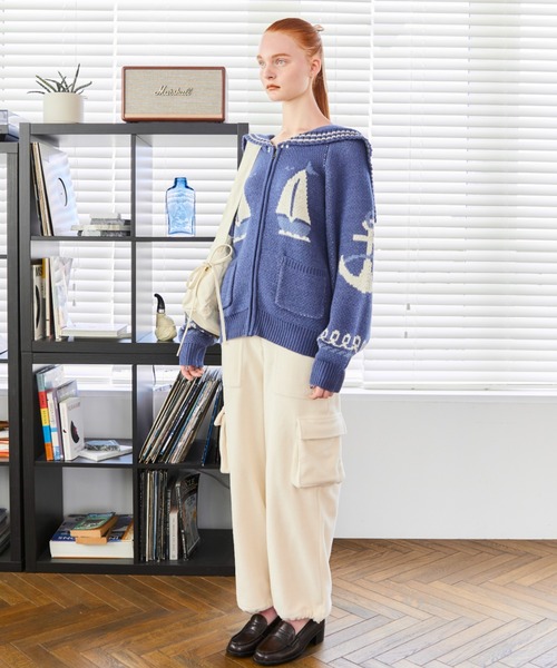 RUBY AND YOU（ルビーアンドユー）の「セーラーカウチンセーター（ニット/セーター・レディース・ブルー/アイボリー・FREE）」の18枚目の写真