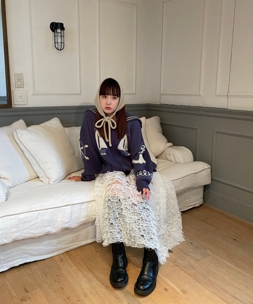 RUBY AND YOU（ルビーアンドユー）の「セーラーカウチンセーター（ニット/セーター・レディース・ブルー/アイボリー・FREE）」の11枚目の写真