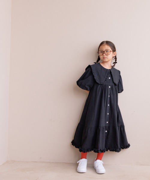 LOWRYS FARM(ローリーズファーム)の「BIGカラーワンピースSS 140502(ワンピース・キッズ・ブラック/ベージュ・130cm/150cm/140cm/120cm/110cm)」の2枚目の写真