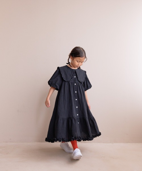 LOWRYS FARM(ローリーズファーム)の「BIGカラーワンピースSS 140502(ワンピース・キッズ・ブラック/ベージュ・130cm/150cm/140cm/120cm/110cm)」の5枚目の写真