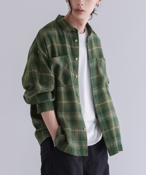 n'OrLABEL（ノアールレーベル）の「『チェック柄フランネルシャツ』（シャツ/ブラウス・メンズ・グリーン/ブルー・M/L）」の2枚目の写真