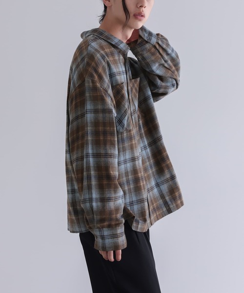 n'OrLABEL（ノアールレーベル）の「『チェック柄フランネルシャツ』（シャツ/ブラウス・メンズ・グリーン/ブルー・M/L）」の6枚目の写真