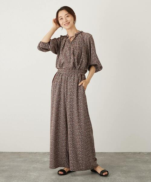 MELROSE claire(メルローズ クレール)の「【ベルベットテープ使いがポイントのフラワープリントブラウス】(シャツ/ブラウス・レディース・ブラウン/ブラック・FREE)」の15枚目の写真