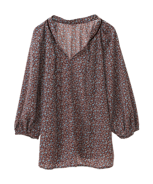 MELROSE claire(メルローズ クレール)の「【ベルベットテープ使いがポイントのフラワープリントブラウス】(シャツ/ブラウス・レディース・ブラウン/ブラック・FREE)」の18枚目の写真