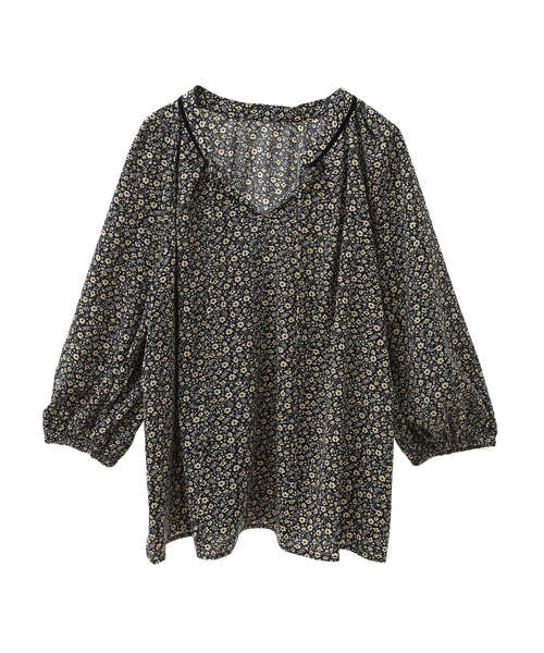 MELROSE claire(メルローズ クレール)の「【ベルベットテープ使いがポイントのフラワープリントブラウス】(シャツ/ブラウス・レディース・ブラウン/ブラック・FREE)」の5枚目の写真