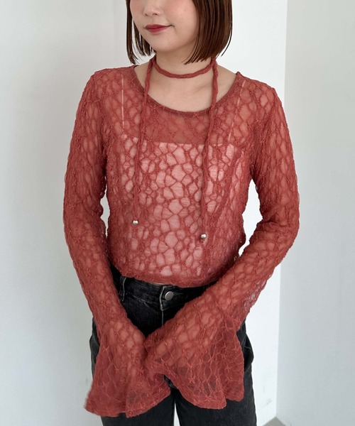 archives(アルシーヴ)の「【入荷禁止】ラメカットレースチョーカーTOPS(Tシャツ/カットソー・レディース・オレンジ/アイボリー/ブラック・MEDIUM)」の20枚目の写真