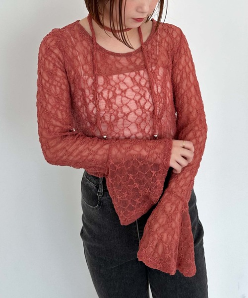 archives(アルシーヴ)の「【入荷禁止】ラメカットレースチョーカーTOPS(Tシャツ/カットソー・レディース・オレンジ/アイボリー/ブラック・MEDIUM)」の21枚目の写真