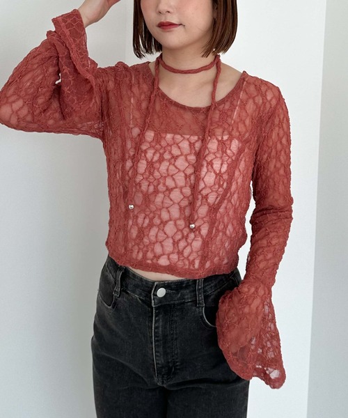 archives(アルシーヴ)の「【入荷禁止】ラメカットレースチョーカーTOPS(Tシャツ/カットソー・レディース・オレンジ/アイボリー/ブラック・MEDIUM)」の22枚目の写真
