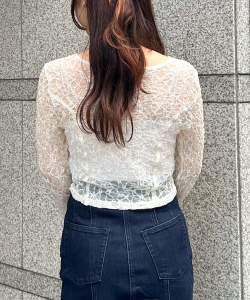 archives(アルシーヴ)の「【入荷禁止】ラメカットレースチョーカーTOPS(Tシャツ/カットソー・レディース・オレンジ/アイボリー/ブラック・MEDIUM)」の6枚目の写真
