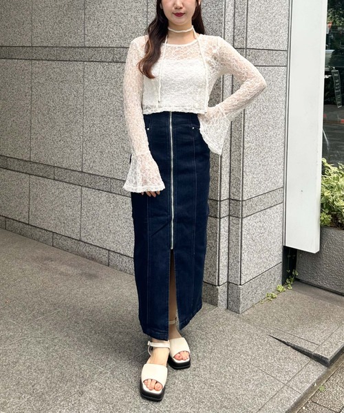 archives(アルシーヴ)の「【入荷禁止】ラメカットレースチョーカーTOPS(Tシャツ/カットソー・レディース・オレンジ/アイボリー/ブラック・MEDIUM)」の9枚目の写真