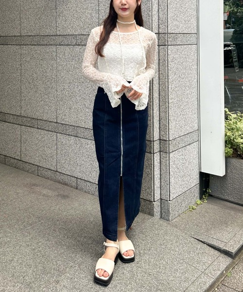 archives(アルシーヴ)の「【入荷禁止】ラメカットレースチョーカーTOPS(Tシャツ/カットソー・レディース・オレンジ/アイボリー/ブラック・MEDIUM)」の13枚目の写真