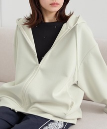 イージードライダンボールニットスウェットジップパーカーオフホワイト