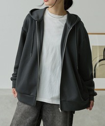 イージードライダンボールニットスウェットジップパーカーダークグレー