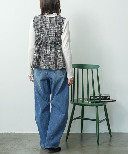 p*i様 アンミヌUNMINOU☆ツイードベスト アンミヌ unminou フリルツイードベスト♫ 【公式通販】