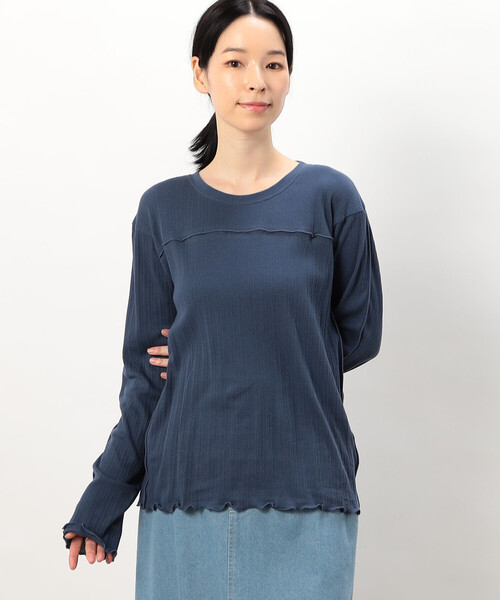 ONIGIRI(オニギリ)の「ランダムリブ クルーネックTシャツ (長袖)(Tシャツ/カットソー・レディース・アイボリー/イエロー/ブルー/チャコール・FREE)」の20枚目の写真
