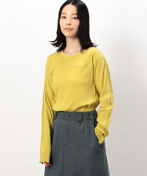 ONIGIRI(オニギリ)の「ランダムリブ クルーネックTシャツ (長袖)(Tシャツ/カットソー・レディース・アイボリー/イエロー/ブルー/チャコール・FREE)」の17枚目の写真