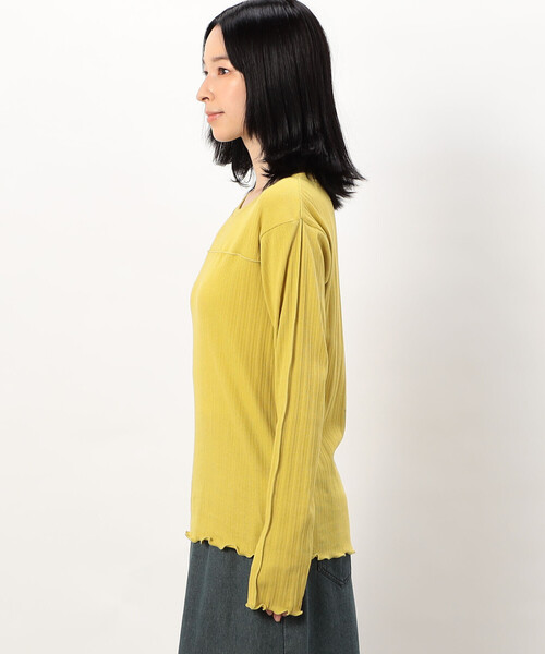 ONIGIRI(オニギリ)の「ランダムリブ クルーネックTシャツ (長袖)(Tシャツ/カットソー・レディース・アイボリー/イエロー/ブルー/チャコール・FREE)」の13枚目の写真