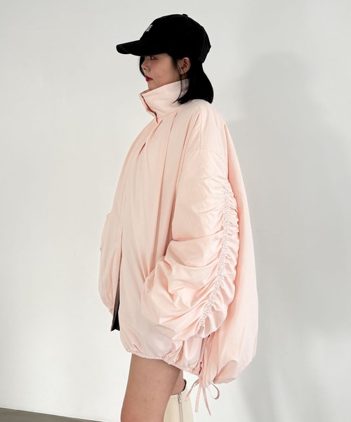 90's「Vintage」 SILK White ギャザー ブルゾン 幅広 短丈 90's「Vintage」 SILK White ギャザー ブルゾン 幅広 短丈