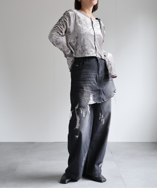 ap retro(アプレトロ)の「2wayベロアドロストトップス(カーディガン/ボレロ・レディース・アイボリー/グレー/チャコールグレー・FREE)」の19枚目の写真