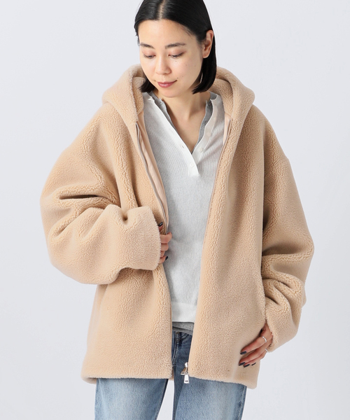 AP STUDIO（エーピーストゥディオ）の「【Forte Dei Marmi Couture】別注ボアフーディ（ブルゾン・レディース・ブラック/ベージュ・FREE）」の3枚目の写真