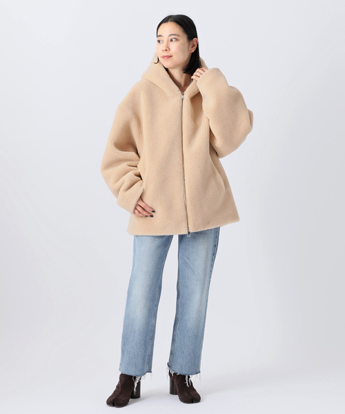 AP STUDIO（エーピーストゥディオ）の「【Forte Dei Marmi Couture】別注ボアフーディ（ブルゾン・レディース・ブラック/ベージュ・FREE）」の7枚目の写真