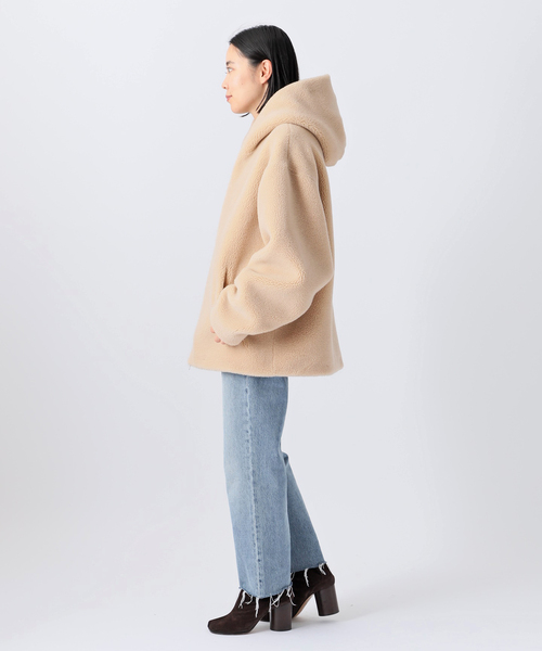 AP STUDIO（エーピーストゥディオ）の「【Forte Dei Marmi Couture】別注ボアフーディ（ブルゾン・レディース・ブラック/ベージュ・FREE）」の8枚目の写真